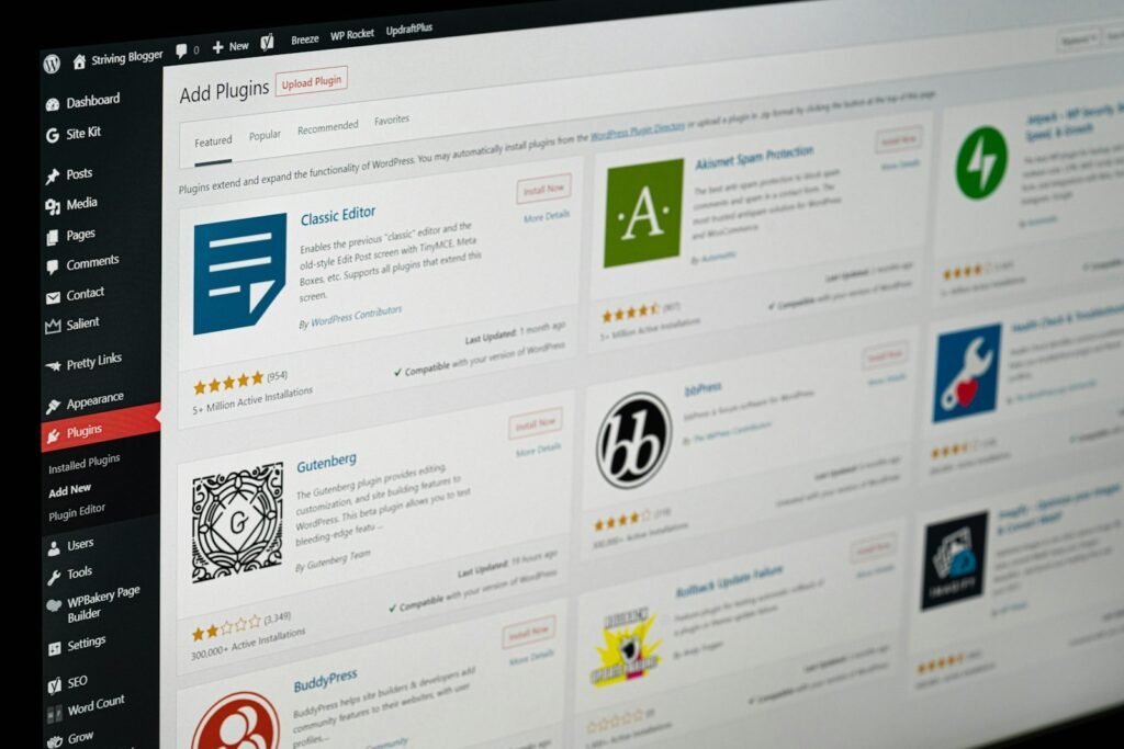 Écran du répertoire des plugins WordPress
